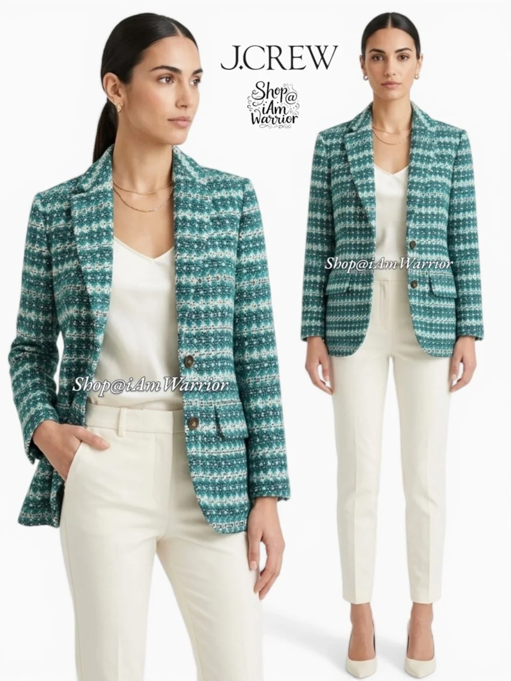 J.Crew Collection NWOT blazer in teal textured Italian Jacquard *shop@iamwarrior